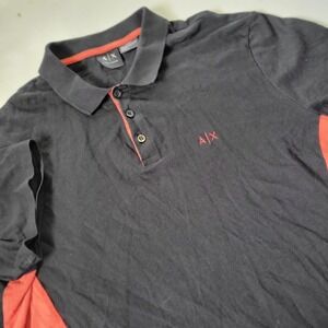 Armani Exchange‎ Polo Shirt Mens XL Black Red Short Sleeve AX Logo Casual